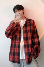 衬衫男秋季新款港风宽松大码磨毛格子长袖衬衣CS6638-特P29，男装衬衫，星座214-3