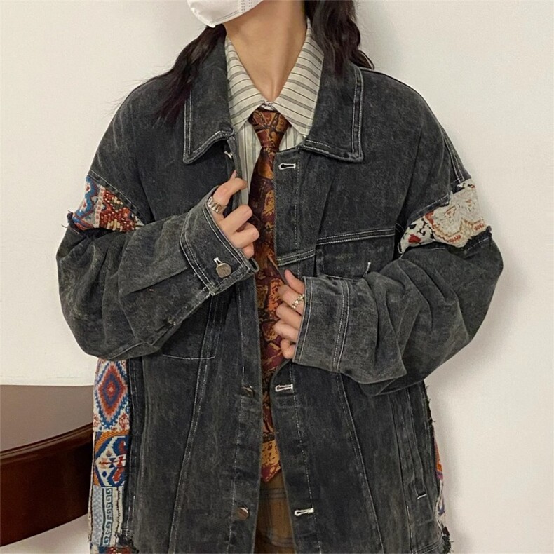 春秋牛仔外套男毛边休闲痞帅潮牌水洗复古宽松男女夹克JK111P73，男装工装外套，星座1013-5