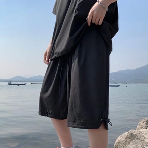 男潮流休闲套装宽松套装冰丝短衬衫套装A002P44图片