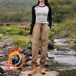 情侣工装裤新款宽松束脚户外休闲长裤男女KA16常规P35加绒P40,孔雀绿针织裤搭配图片