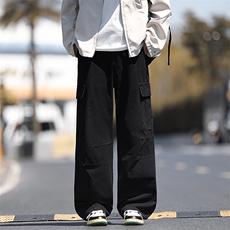 2025秋冬新款休闲男裤宽松直筒百搭水洗简约裤子拼接潮9281-P50，男装休闲裤，星座1006