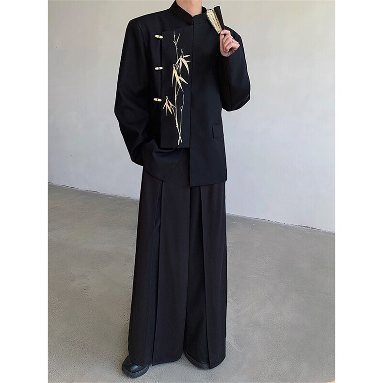 现货！25品质TR刺绣礼服新中式金竹立领西服男女同款xz97-p128,男装西服,电商B288