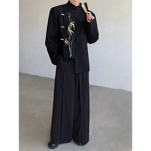 现货！25品质TR刺绣礼服新中式金竹立领西服男女同款xz97-p128图片