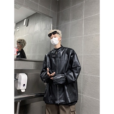 脏洗街头潮牌小众设计感皮衣美式做旧男女款秋季夹克外套JK04-P86，男装夹克，星座308B-2