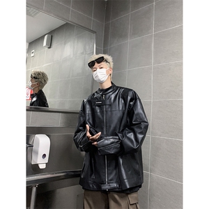 脏洗街头潮牌小众设计感皮衣美式做旧男女款秋季夹克外套JK04-P86图片