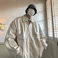 2026秋装新款美式翻领机车服皮夹克潮宽松外套D216P108男类，男装夹克，电商A335-1（原A458）
