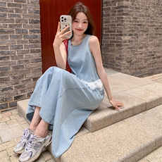 现货-2025年夏季新款蕾丝拼接牛仔两件套裙P155-K218，女装套装/套裙，浪娴服饰