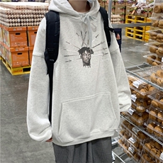 潮牌宽松春秋装男士背后印花嘻哈连帽卫衣D328-WY277常规-P55，男装卫衣，电商D328