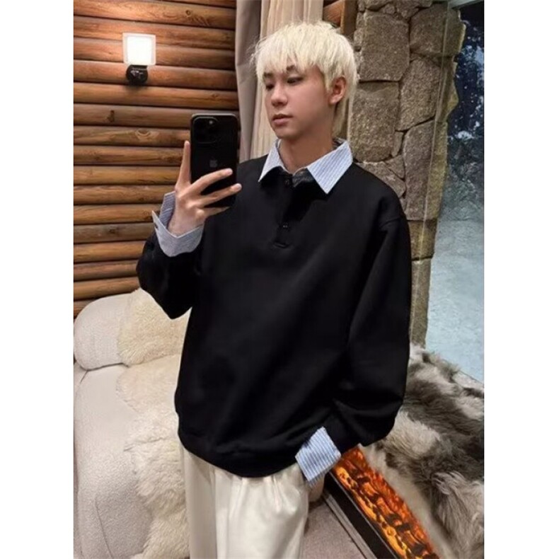 慵懒流行简约新款潮流原宿文艺300克曼巴棉假两件卫衣J4222,男装卫衣,星座1116A（原606A-3）