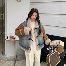 新品牛仔拼接皮毛一体外套2C285-2620-P220-K328，女装短外套，2C285