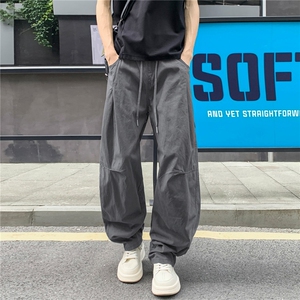 秋冬季新款工装裤复古做旧设计感阔腿直筒休闲裤男装7912 P60图片