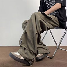 工装伞兵裤男夏季阔腿宽松包边刺绣直筒休闲裤子KA603，男装休闲裤，星座1116A-1（原606A）