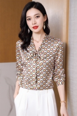 高级感真丝衬衫女长袖时尚洋气2026新款真丝上衣蝴蝶结飘带小衫，女装衬衫，阿舍尔精品