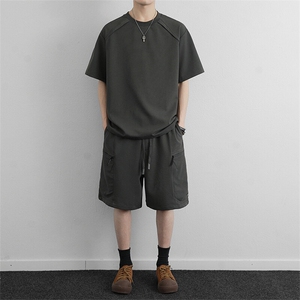 高端时尚休闲套装2026新款夏季工装短裤休闲运动服两件套男装图片
