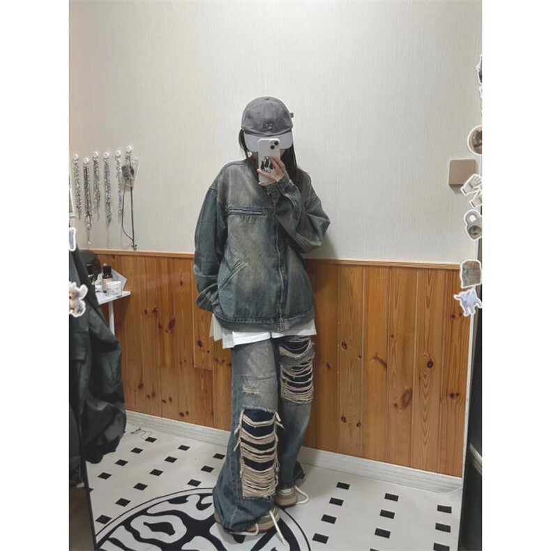 【有货】美式复古水洗做旧牛仔外套男女春秋工装夹克JK05WW-特P68,男装夹克,星座1007（原301D）