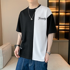 冰氧仿棉短袖店主风夏季休闲百搭撞色拼接男上衣TC3155-P23控48，男装T恤，星座717