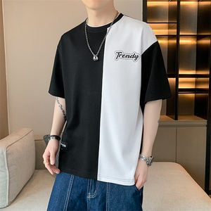 冰氧仿棉短袖店主风夏季休闲百搭撞色拼接男上衣TC3155-P23控48图片
