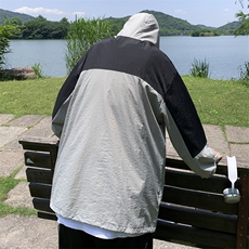拼接防晒衣服连帽夹克男夏季潮牌宽松户外运动薄款外套F0595-P43，男装夹克，星座308B-2