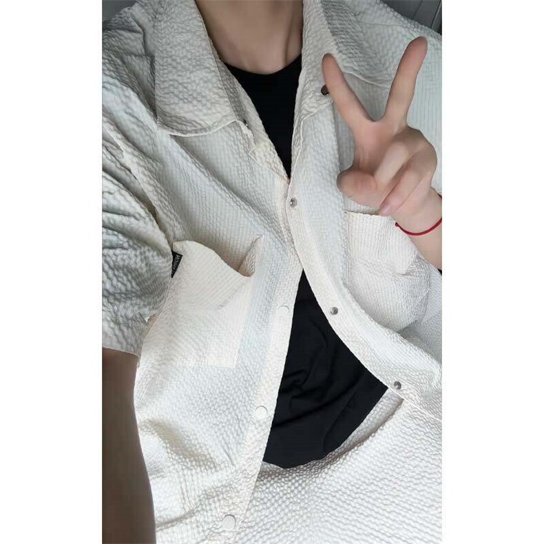 夏季林社长同款泡泡格短袖男女工装短袖衬衫套装TZ555-P55,男装衬衫,电商A128