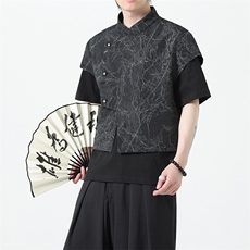 2025春季新款男装新中式短款马夹外搭风短袖马甲外套C88-P65，男装背心/马甲，电商B277(原6028)