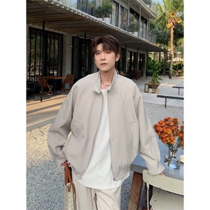 1506/GW93530/P97潮牌重磅黑色美式cleanfit宽松双拉链痞帅外套男图片