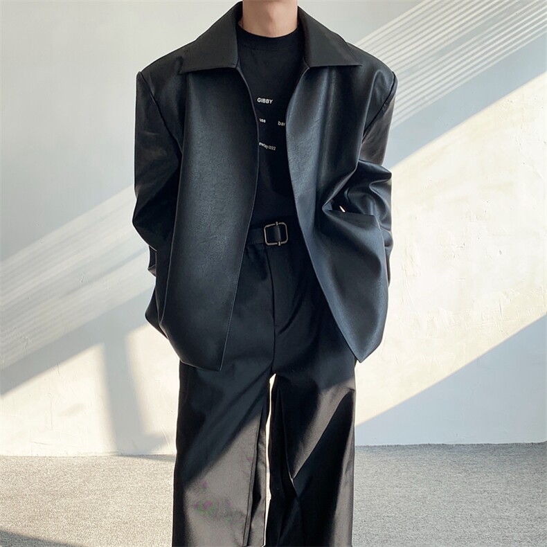 现货！26春夏质感老钱极简皮衣夹克外套JK19-p118，男装夹克，电商B288