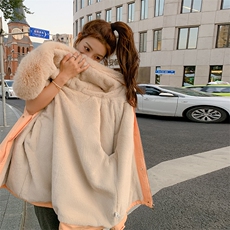 橘色短款加绒派克棉服女冬2024新款奶fufu女生羽绒棉衣棉袄厚外套，女装短外套，2C037