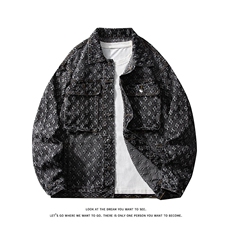 潮流做旧磨毛大码男女拼色牛仔外套夹克J8813-P65【特价】，男装工装外套，电商A007