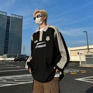 POLO衫男女韩版潮流字母长袖宽松2024秋冬ins卫衣外套WB311-P43图片