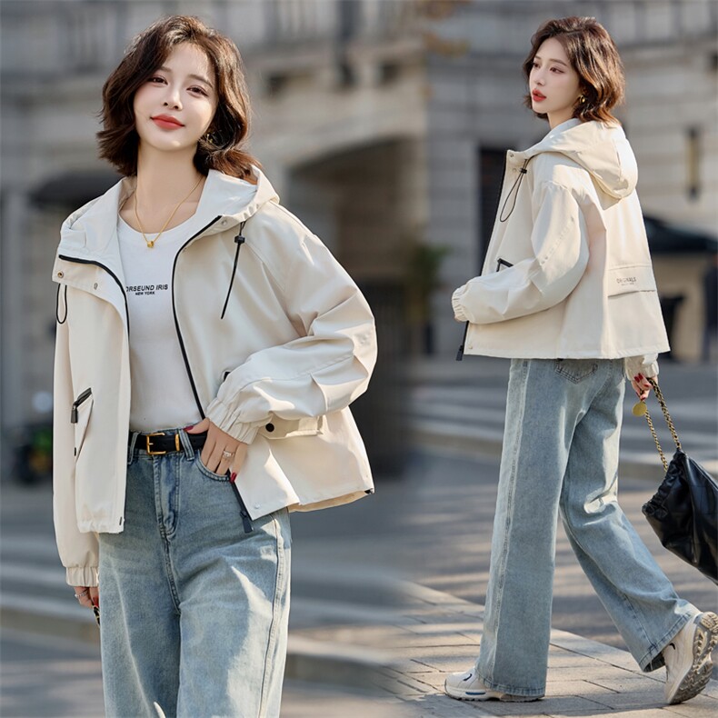 洋气粉色小个子派克服短外套女2025春秋新款休闲宽松百搭工装上衣,女装短外套,悦祺