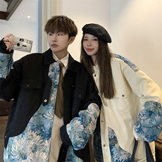 1港风情侣刺绣拼接设计棉衣大码M-5XL夹克棉服外套8706P115控158，男装夹克，星座226-2