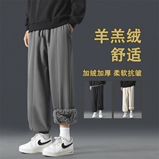 美式秋冬季时尚男休闲裤加绒保暖宽松潮流运动裤子JRK77-1特批-40，男装休闲裤，星座718-1