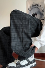 特批P45无差价秋季灯芯绒欧棉绒格子裤男士大码宽松拖地长裤K1654，男装休闲裤，电商A001