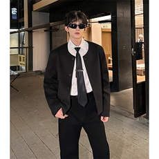 小香风外套无领夹克小众垫肩韩版外套男A071-5006-P98，男装夹克，电商A071