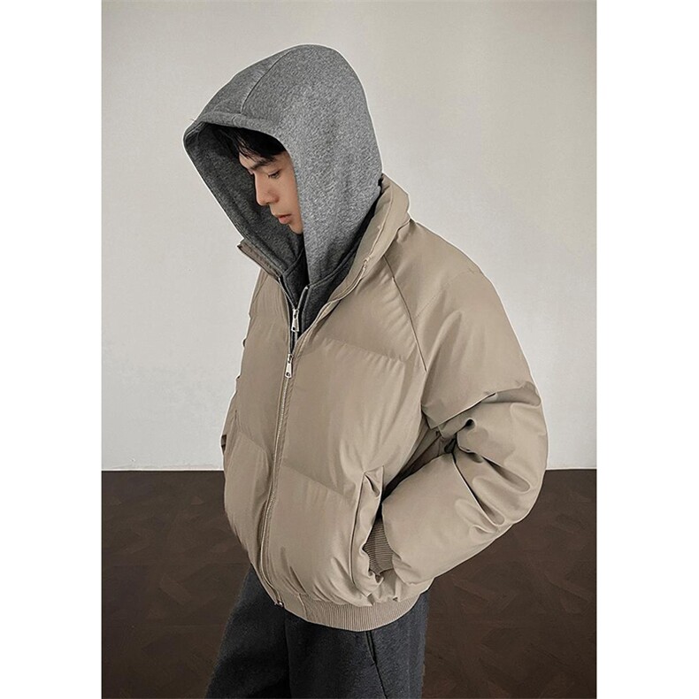 现货高品质重磅工艺美式高街假两件PU皮棉衣男女加厚棉服外套,男装棉衣,电商A486