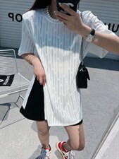 现货 夏季新面料开叉垫肩短袖,其它,AT(2F)