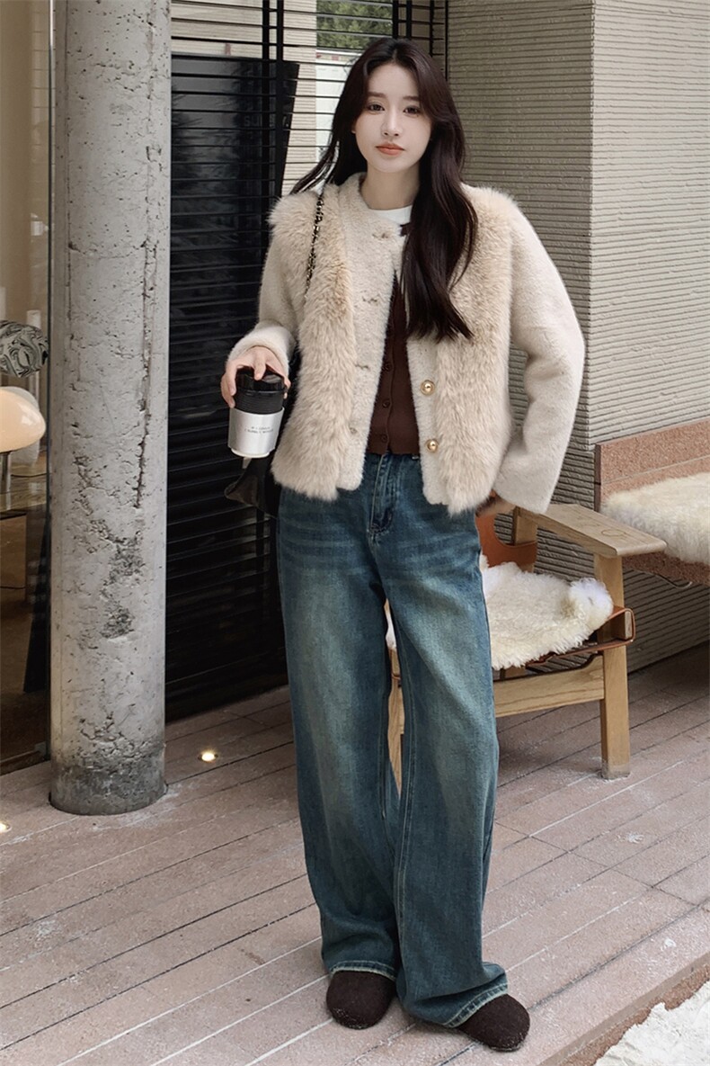 现货2025新款仿皮草外套气质毛绒女外套2C212-G12-P175-K258,女装短外套,2C212