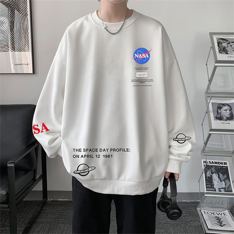NASA华夫格卫衣圆领卫衣男长袖t恤男外套HW76243-P30加绒款-P40图片