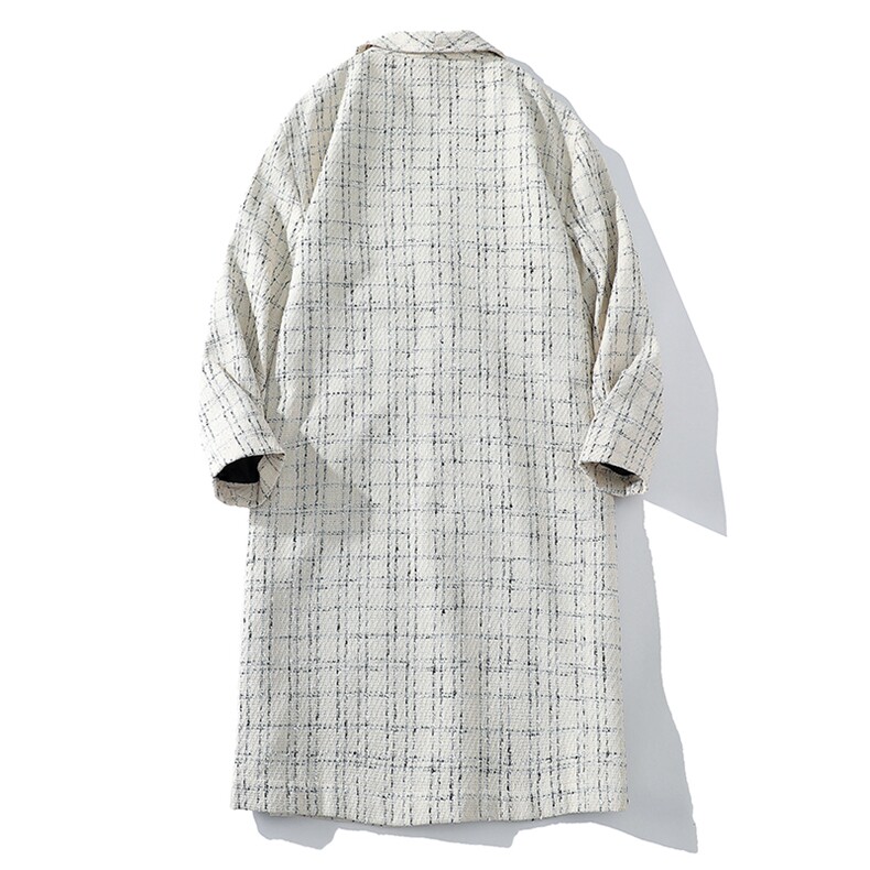 秋冬风衣男长款毛呢大衣男中长款小香风夹克外套F497-P125白底A,男装夹克,星座401