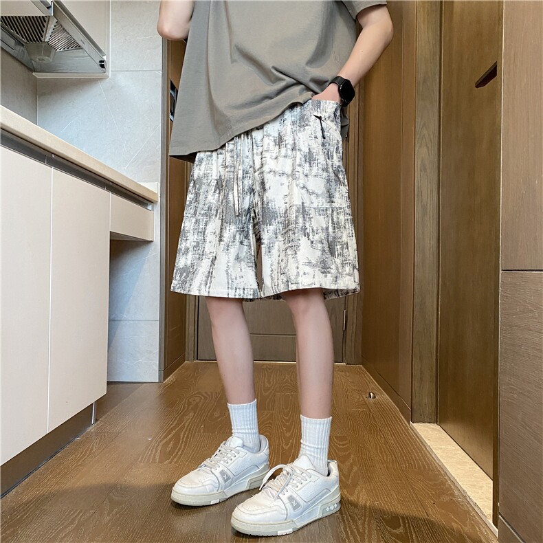 2025夏季新款潮流扎染工装口袋宽松短裤B315-K25785-特p30控58,男装牛仔裤,电商B315