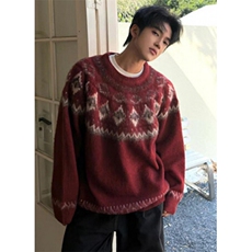 北欧费尔岛红色毛衣男女潮牌情侣装针织衫秋冬圣诞毛线衣MY369，男装针织衫/毛衣，星座1116A（原606A-3）