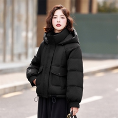 短款羽绒服女2025新款时尚大码小香风洋气白鸭绒冬装加厚连帽外套，女装羽绒服，靓衣阁