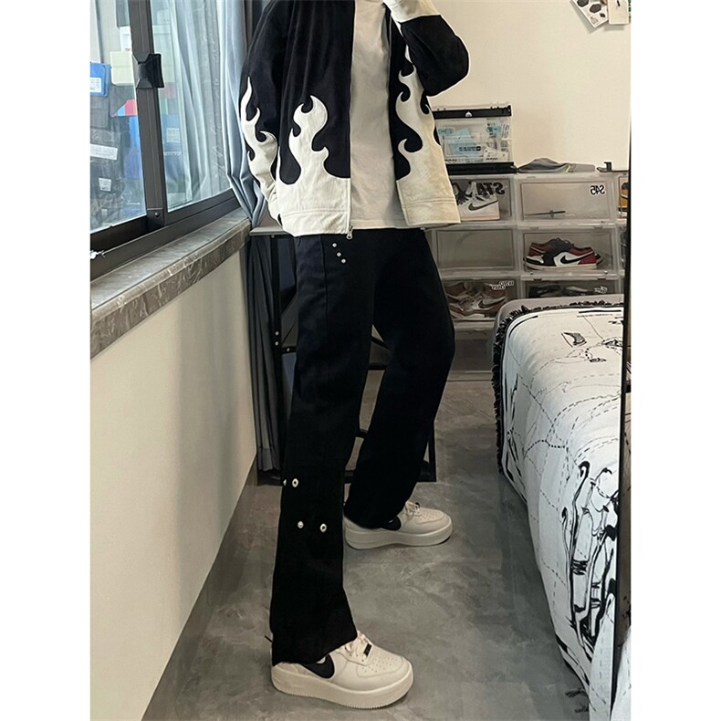 B221美式ins高街暗黑小众个性铆钉小脚牛仔裤LK23142-P65控88,男装牛仔裤,电商B221