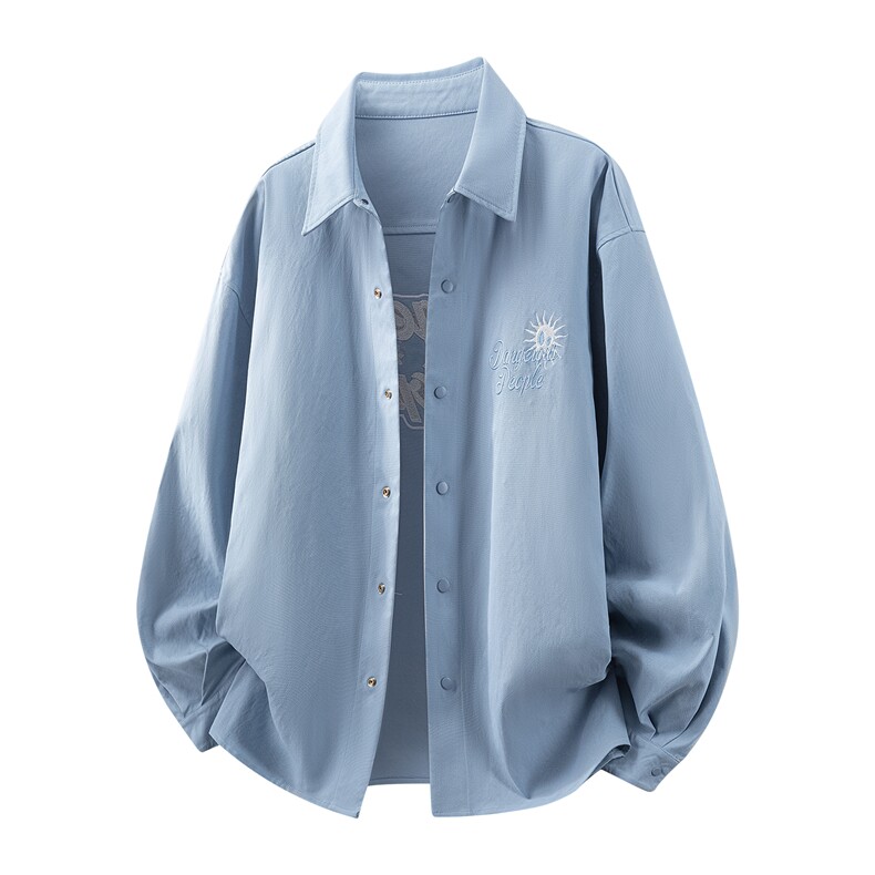 高品质鱼骨纹2026新款百搭翻领长袖衬衫A436-26019-P68118,男装衬衫,电商A436