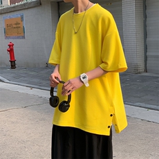 T3053/P25短袖男士潮流宽松开衩体恤打底衫夏季半袖T恤男简约上衣，男装T恤，电商A141