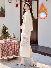 法式小香风羽绒套装女2025年冬季新款轻奢淑女高级感半身裙两件套，女装套装/套裙，小九月