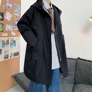 中长款风衣男韩版潮流百搭ins宽松连帽夹克春秋上衣ZK45P45图片