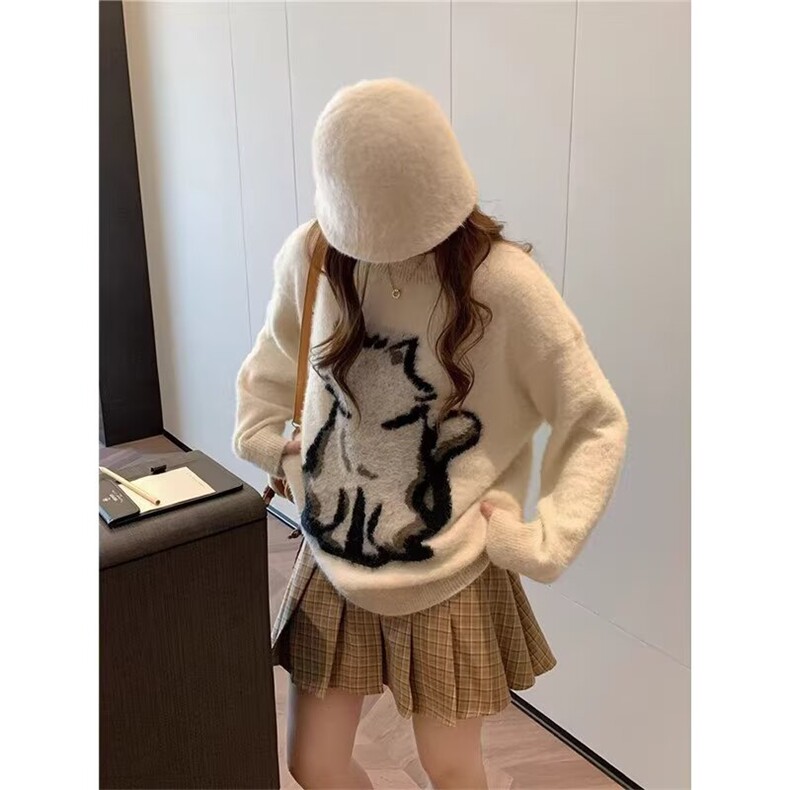 兔子毛衣女秋冬2026新款水貂绒加厚宽松慵懒风外穿学生高级感上衣,男装针织衫/毛衣,星座506A