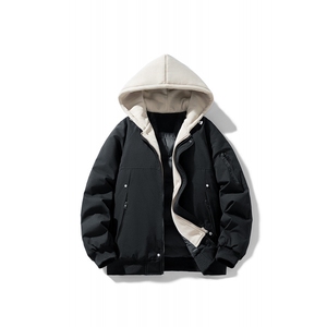 !潮流冬季连帽拉链加绒加厚棉衣情侣撞色棉服外套 MY5567-P78图片