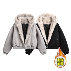 现货高品质美式高街冬季重磅硬挺短款座山雕毛领棉衣男女加厚外套，男装棉衣，电商A486-1
